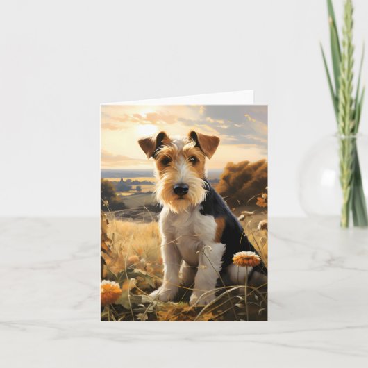 Wire Hair Fox Terrier im Herbst Landschaft (Vorderseite)