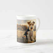 Wire Hair Fox Terrier im Herbst Landschaft Porzellantasse (Vorderseite Rechts)