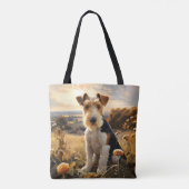 Wire Hair Fox Terrier im Herbst Landschaft Tasche (Rückseite)