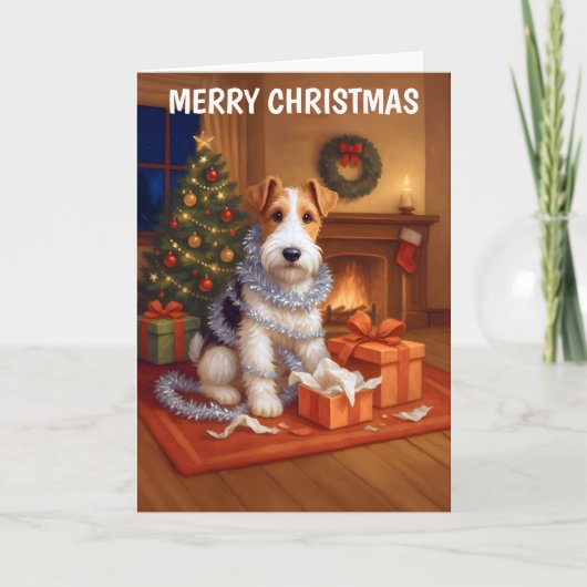 Wire Hair Fox Terrier Weihnachtskarte Karte (Vorderseite)