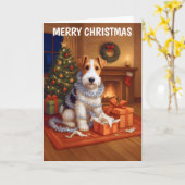 Wire Hair Fox Terrier Weihnachtskarte Karte (Gelbe Blume)