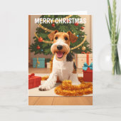 Wire Hair Fox Terrier Weihnachtskarte Karte (Vorderseite)