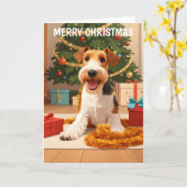 Wire Hair Fox Terrier Weihnachtskarte Karte (Gelbe Blume)