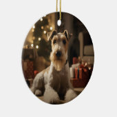 Wire Hair Fox Terrier Weihnachtskarte Keramik Ornament (Rechts)