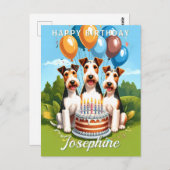 Wire Hair Fox Terriers Geburtstag Postkarte (Vorne/Hinten)