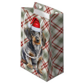 Wire Haired Dachshund Dog on Red Plaid Christmas Kleine Geschenktüte (Vorderseite Schrägansicht)