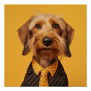 Wire Haired Dachshung Yellow Poster