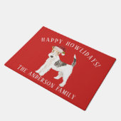 Wire Haired Fox Terrier Happy Howlidays Weihnachte Fußmatte (Schrägansicht)