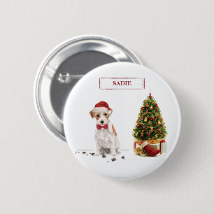 Wire Haired Jack Russell Funny Christmas Dog Button