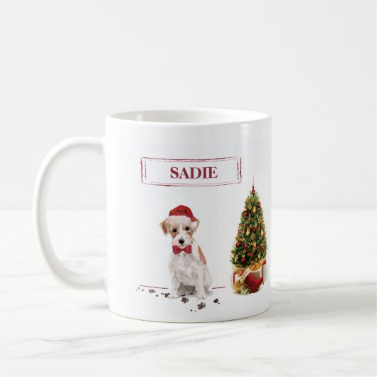Wire Haired Jack Russell Funny Christmas Dog Kaffeetasse (Links)