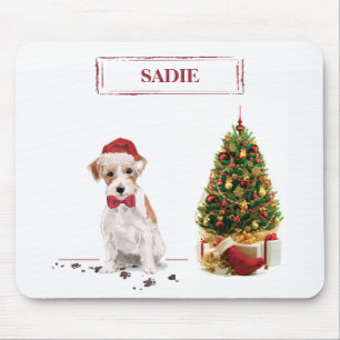Wire Haired Jack Russell Funny Christmas Dog Mousepad