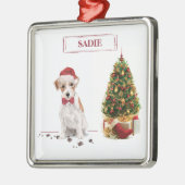Wire Haired Jack Russell Funny Christmas Dog Ornament Aus Metall (Links)