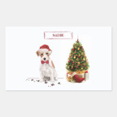 Wire Haired Jack Russell Funny Christmas Dog Rechteckiger Aufkleber (Vorderseite)
