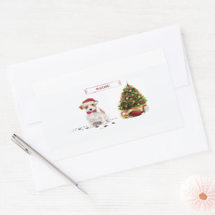 Wire Haired Jack Russell Funny Christmas Dog Rechteckiger Aufkleber