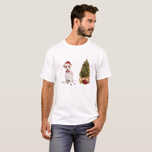 Wire Haired Jack Russell Funny Christmas Dog T-Shirt (Vorne ganz)