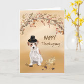 Wire Hairs Jack Russell Funny Hat Erntedank Karte (Gelbe Blume)