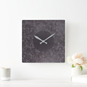 wire ornaments on black background quadratische wanduhr (Zuhause)