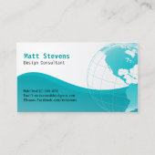 Wire Turquoise Globe Americas Business Card Visitenkarte (Vorderseite)