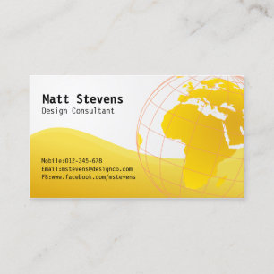 Wire Yellow Globe Europe Africa Business Card Visitenkarte