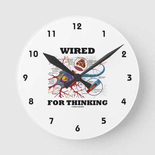 Wired For Thinking Runde Wanduhr (Vorderseite)