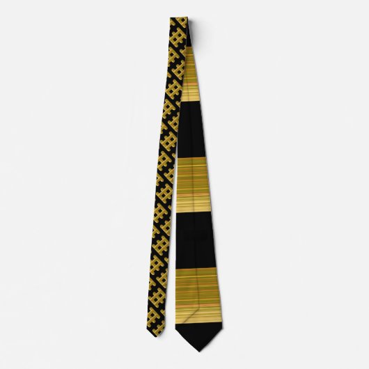 Wired Golden Cord Squared Diagonal Angle Pattern Krawatte (Rückseite)