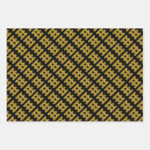 Wired Golden Cord Squared Pattern Gold On Black Geschenkpapier Set (Vorderseite 2)