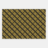 Wired Golden Cord Squared Pattern Gold On Black Geschenkpapier Set (Vorderseite)