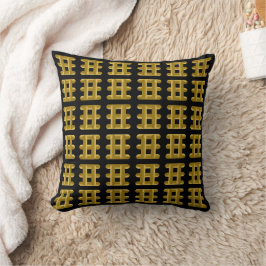 Wired Golden Cord Squared Pattern Gold On Black Kissen