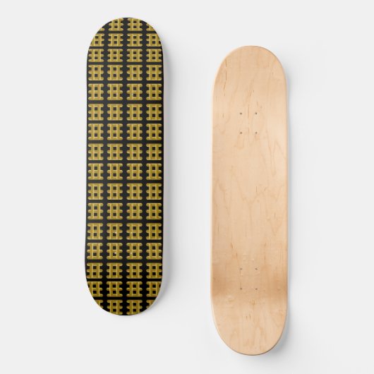 Wired Golden Cord Squared Pattern Gold On Black Skateboard (Vorderseite)