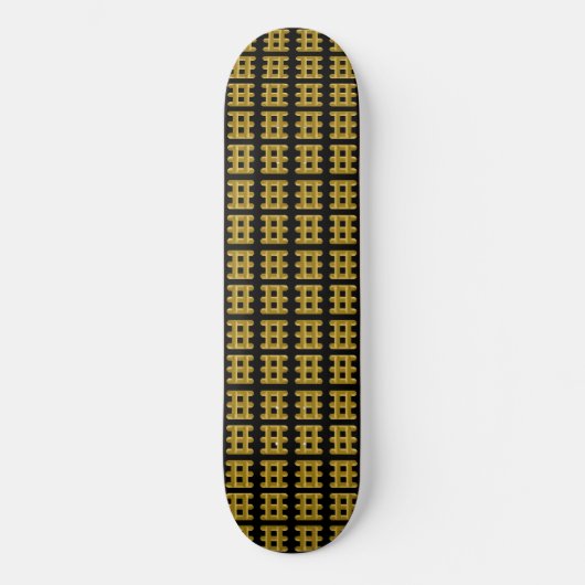Wired Golden Cord Squared Pattern Gold On Black Skateboard (Vorderseite)