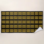 Wired Golden Cord Squared Pattern Gold On Black Strandtuch (Vorderseite)