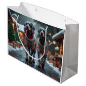 Wired Haired Pointing Griffon Dogs Christmas Snow Große Geschenktüte (Rückseite Schrägansicht)
