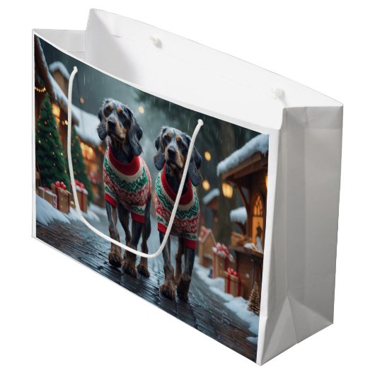 Wired Haired Pointing Griffon Dogs Christmas Snow Große Geschenktüte (Vorderseite Schrägansicht)