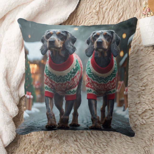 Wired Haired Pointing Griffon Dogs Christmas Snow  Kissen (Decke)