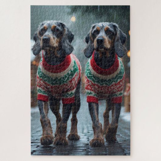 Wired Haired Pointing Griffon Dogs Christmas Snow Puzzle (Vertikal)