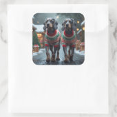 Wired Haired Pointing Griffon Dogs Christmas Snow Quadratischer Aufkleber (Tasche)