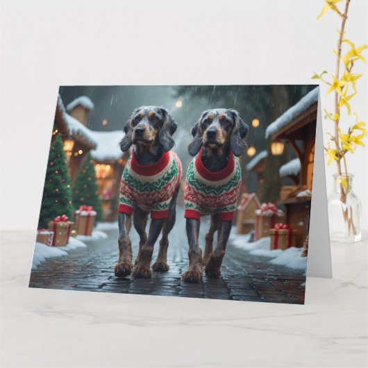 Wired Haired Pointing Griffon Hunde Weihnachtsschn Karte (Gelbe Blume)