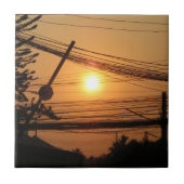 Wired Sunset ... Krung Thep, Thailand Fliese (Vorderseite)