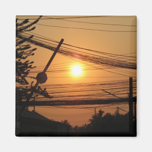 Wired Sunset ... Krung Thep, Thailand Magnet (Vorne)