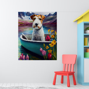 Wirefox Terrier auf einem Paddel: Ein landschaftli Poster