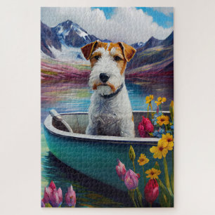 Wirefox Terrier auf einem Paddel: Ein landschaftli Puzzle