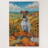 Wirefox Terrier Dog Herbsternte Erntedank Puzzle (Vertikal)