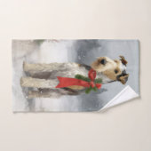 Wirefox Terrier Dog im Schnee Weihnachten Badhandtuch Set (Handtuch)