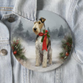 Wirefox Terrier Dog im Schnee Weihnachten Button (Beispiel)