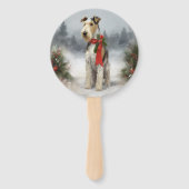 Wirefox Terrier Dog im Schnee Weihnachten Fächer (Rückseite)