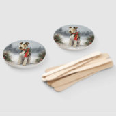 Wirefox Terrier Dog im Schnee Weihnachten Fächer (Non-assembled)