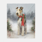 Wirefox Terrier Dog im Schnee Weihnachten Fleecedecke (Vorderseite)