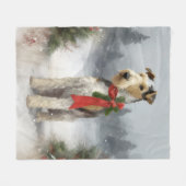Wirefox Terrier Dog im Schnee Weihnachten Fleecedecke (Vorderseite (Horizontal))