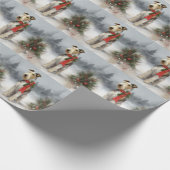 Wirefox Terrier Dog im Schnee Weihnachten Geschenkpapier (Ecke)