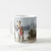 Wirefox Terrier Dog im Schnee Weihnachten Kaffeetasse (Vorderseite Links)